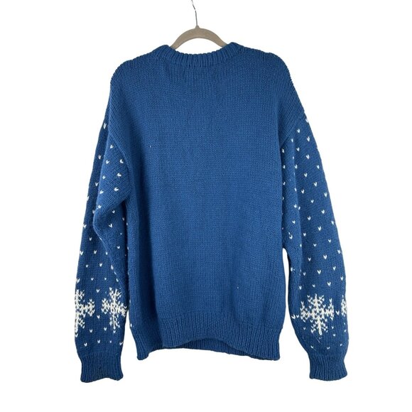 VINTAGE HAND KNIT GREATLAND APPAREL LARGE BLUE POLAR BEAR PULLOVER SWEATER - Picture 2 of 12